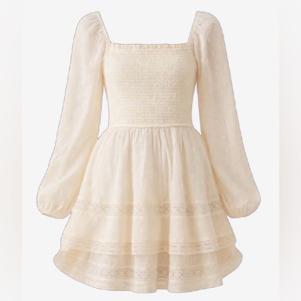 Altar’d state Elegant Cream Long Sleeve Dress